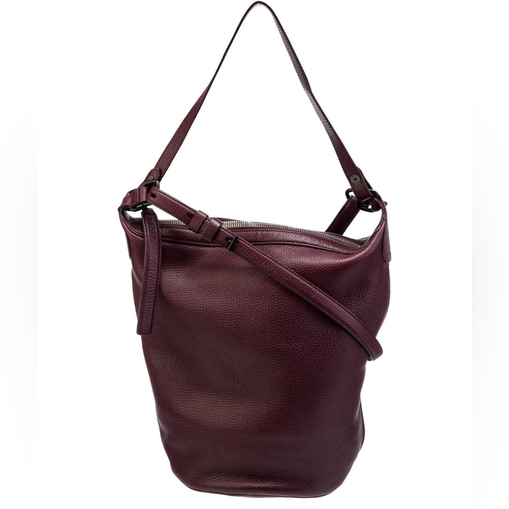 KARA Burgundy Red Pebble Leather Crossbody Shoulder Convertible Dry Bag